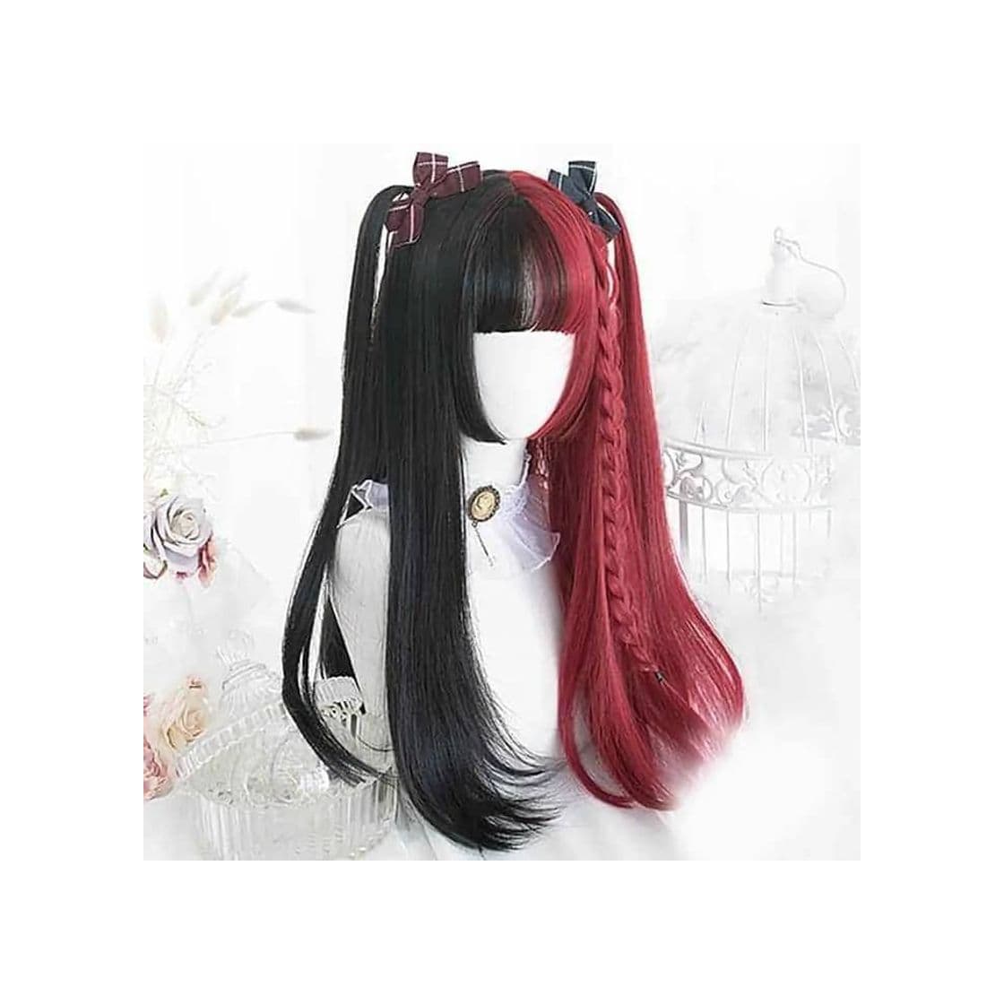 Product Red and black soft goth wig