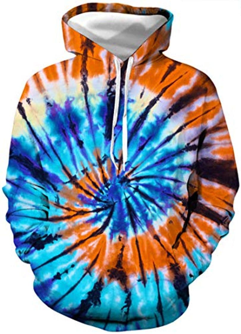 Product Chaos World Sudaderas con Capucha Hombre 3D Tie-Dye Pullover Hoodie con Bolsillos