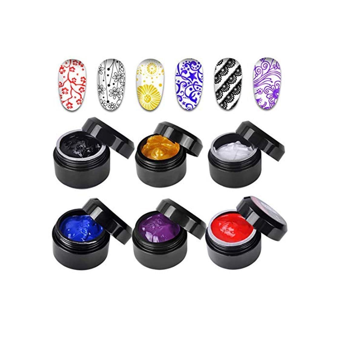 Belleza Biutee 6 pcs Esmalte para Stamping 8ml Seca por Secador Uñas No