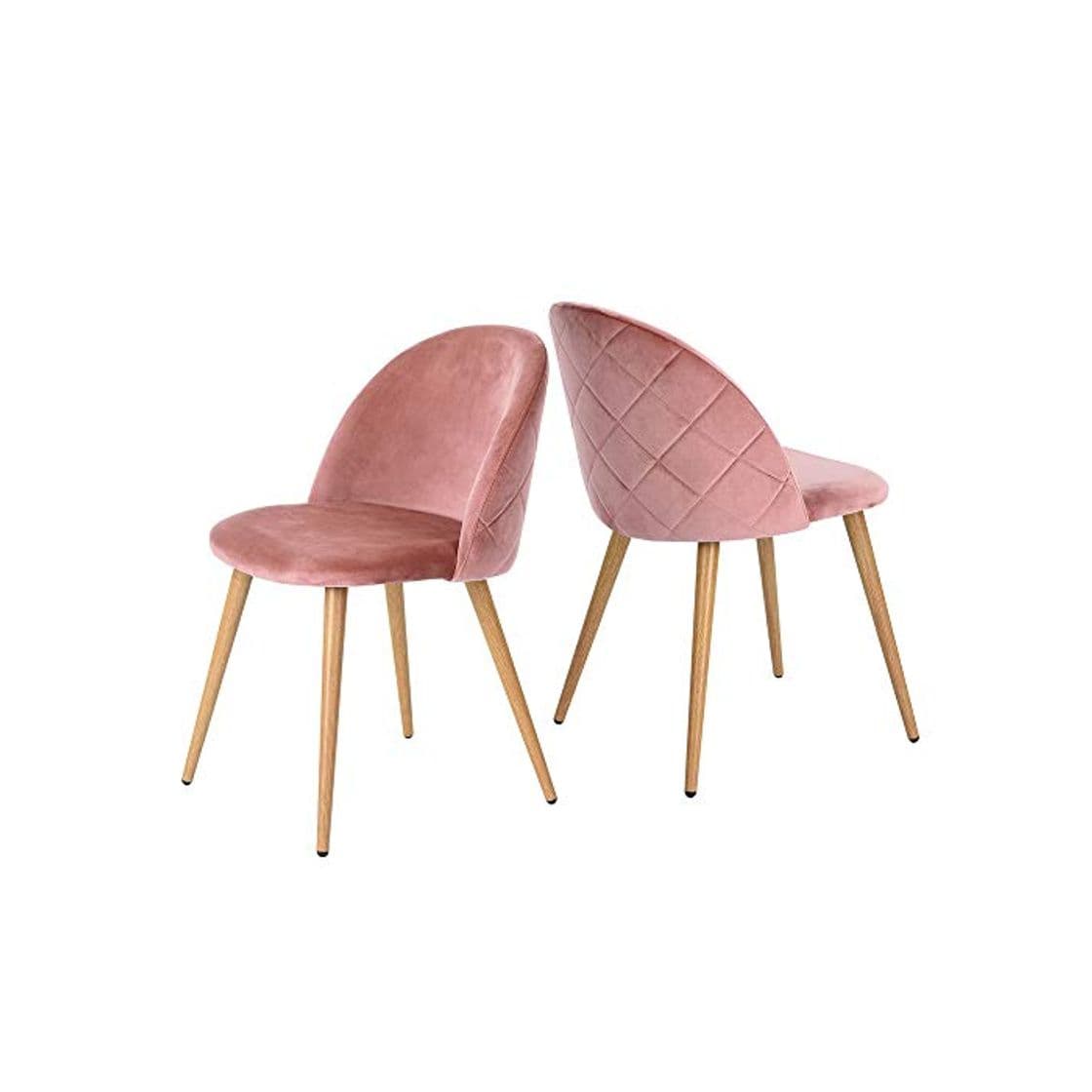 Producto Coavas Juego de 2 Sillas Estilo Vintage Retro para Salón Tapizadas en Rosa Pastel