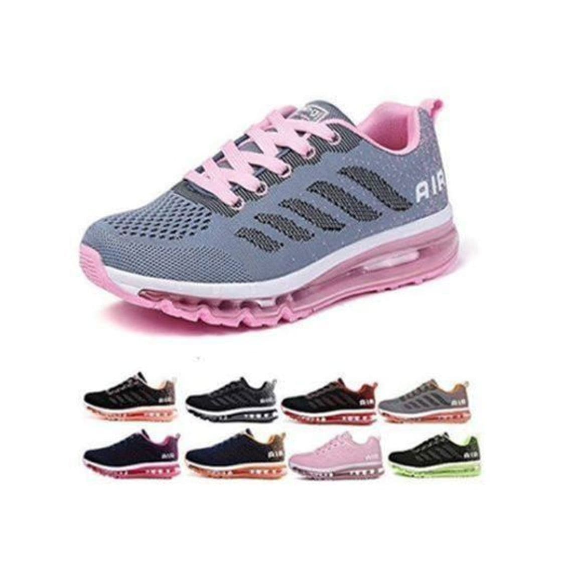 Producto Air Zapatillas de Running para Hombre Mujer Zapatos para Correr y Asfalto Aire Libre y Deportes Calzado Unisexo Gray Pink 38