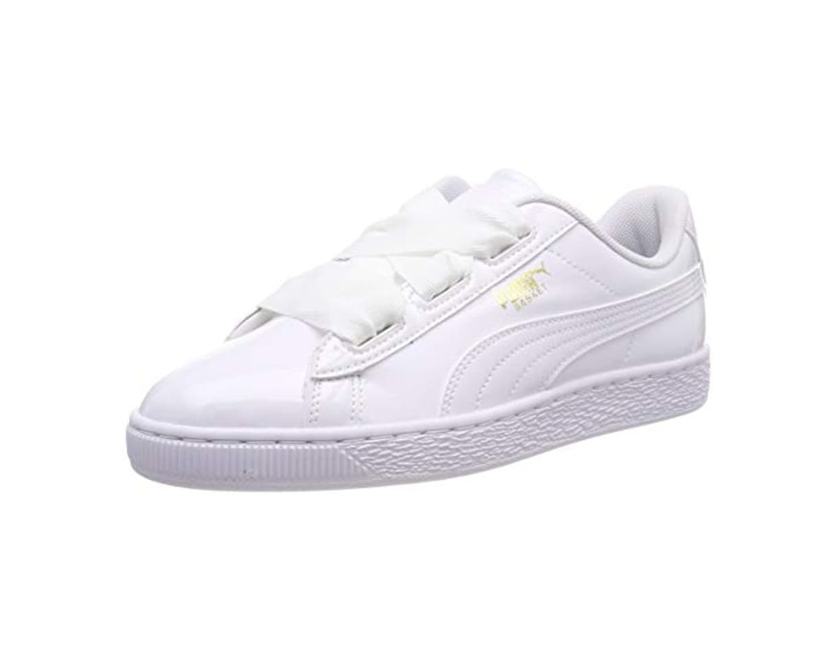 Fashion Puma Basket Heart Patent Jr, Zapatillas Unisex Niños, Blanco