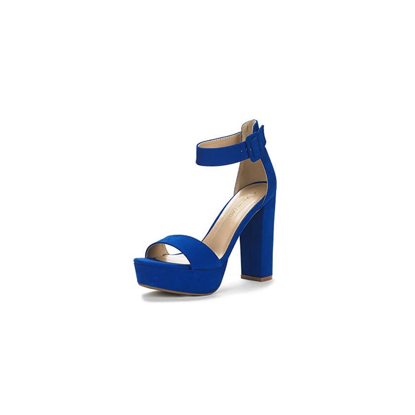 Moda Dream Pairs Hi-Lo Sandalias de Tacón Alto Pump Plataforma para Mujer Azul