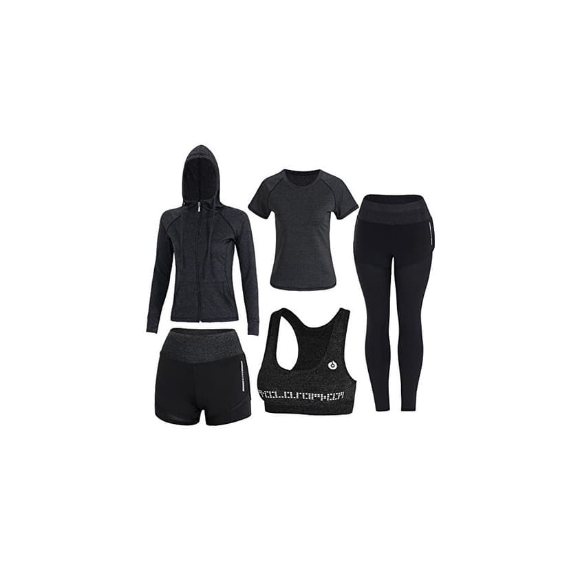 Producto BOTRE 5 Piezas Conjuntos Deportivos para Mujer Chándales Ropa de Correr Yoga