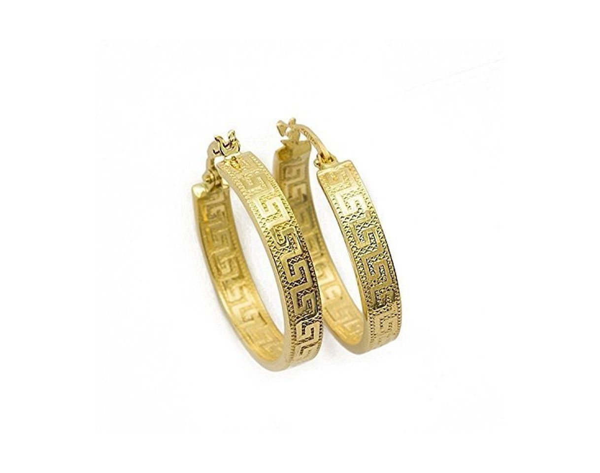 Product Grecia Llave Pendientes Pendientes de aro de oro amarillo de 14 quilates/585 oro