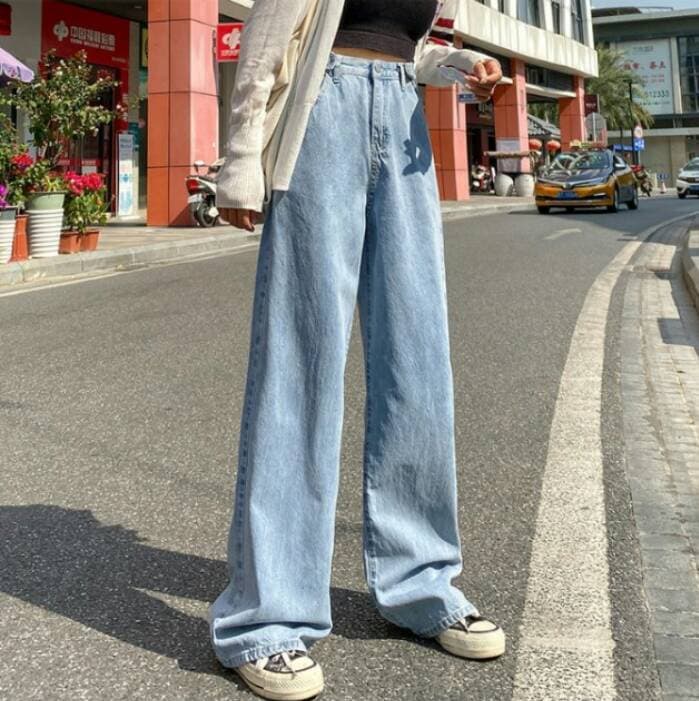 Fashion Mujer Jeans de cintura alta ropa de pierna alta vintage