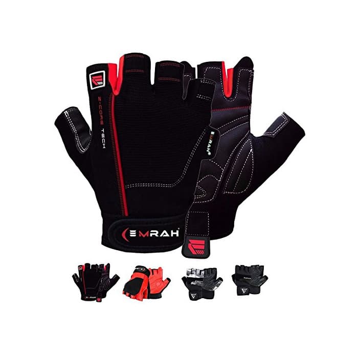 Product Guantes de gimnasia de cuero EMRAH, protección total de la palma Guantes