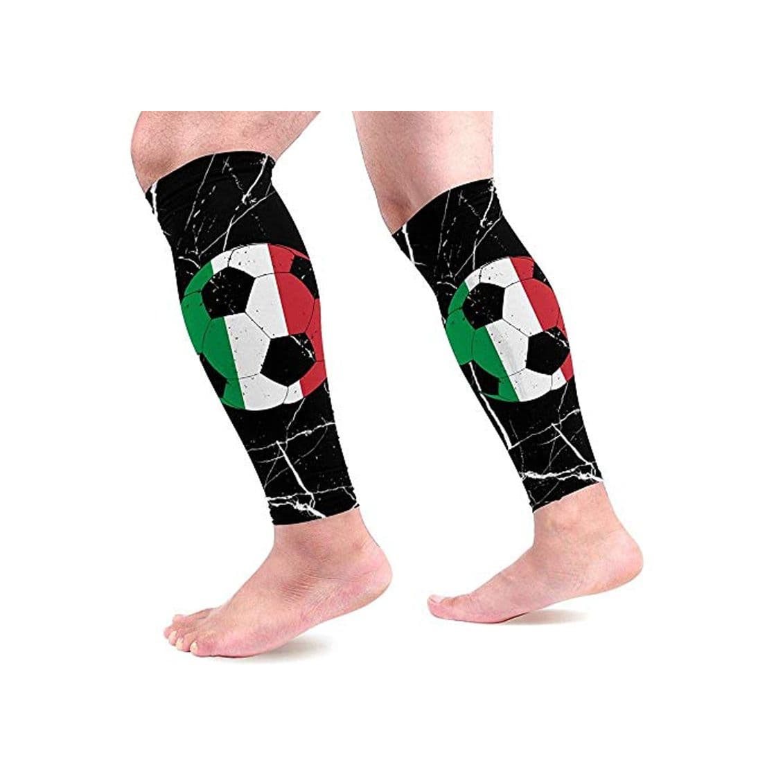 Product Mangas de compresión de pantorrilla de fútbol de fútbol de bandera italiana para hombres y mujeres Mangas de pierna de compresión larga para correr médico 1 par