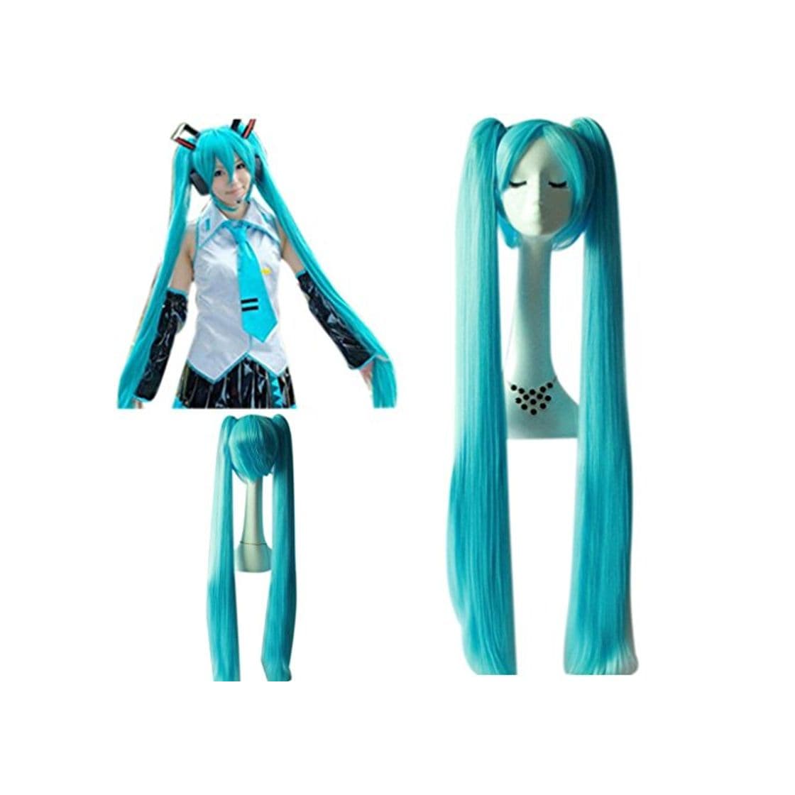 Product mujeres Hatsune Miku Cielo Azul Super Long Doble Ponytails y Super Long