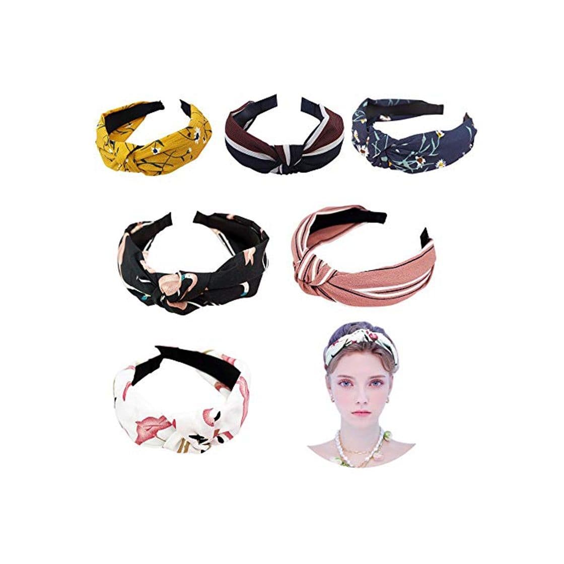 Product 6 Piezas Arco nudo Diadema Twist nudo Hairbands Nudo cruzado Diadema ancho Accesorios de Pelo para Mujeres Chicas Vestido Diario y Fiesta