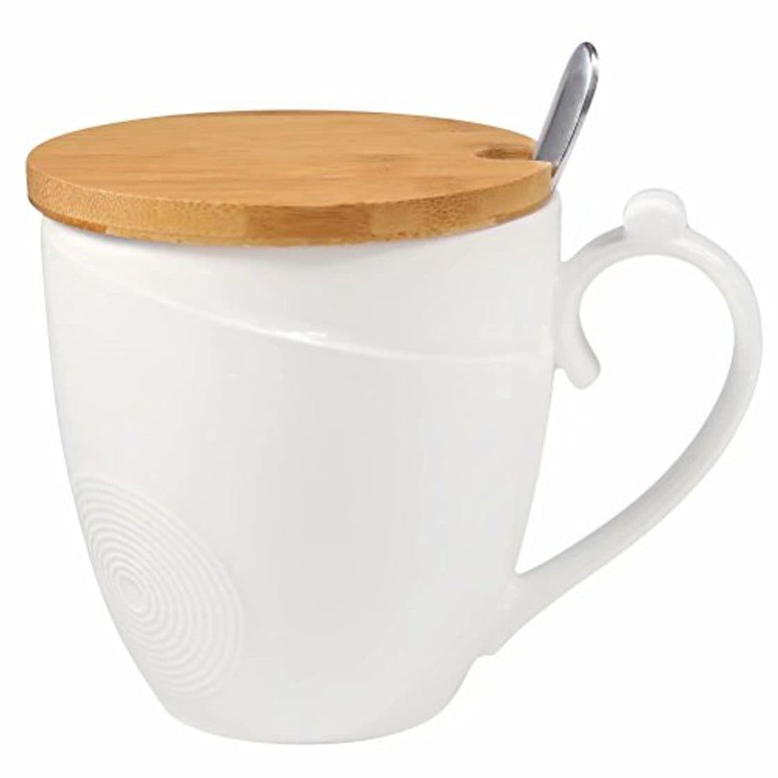 Product 77L Taza de café con tapa y cuchara, taza de café de