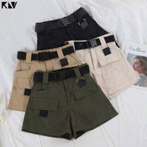 Producto High Waist Mini Cargo Quick Release Buckle Belt Casual Wide Leg ...