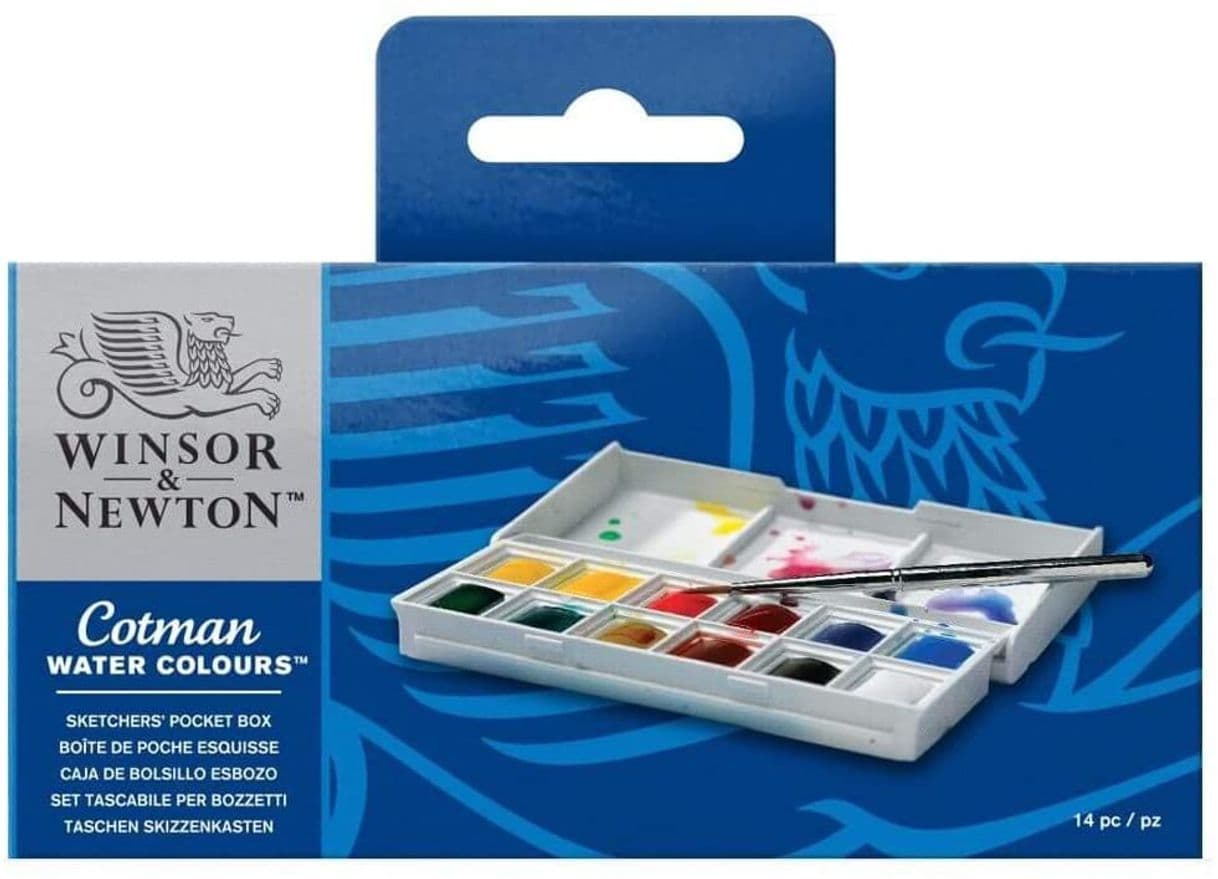 Moda Caja plástica de acuarelas Winsor & Newton sketcher cotman