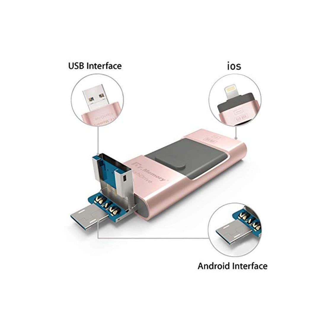 Electronic USB 3.0 32 GB Pendrive, Dr.Memory 3 en 1 Memoria Flash USB