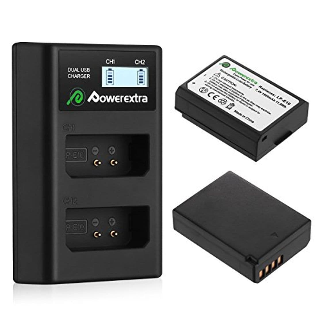 Electronic Powerextra Baterías Canon LP-E10 Dual USB Cargador con Pantalla LCD para Canon