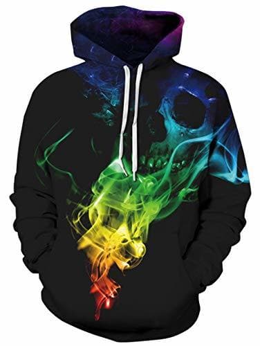 Producto TUONROAD Hoodie Hombre Funny Humo Colores 3D Impreso Sudaderas con Capucha Ligero