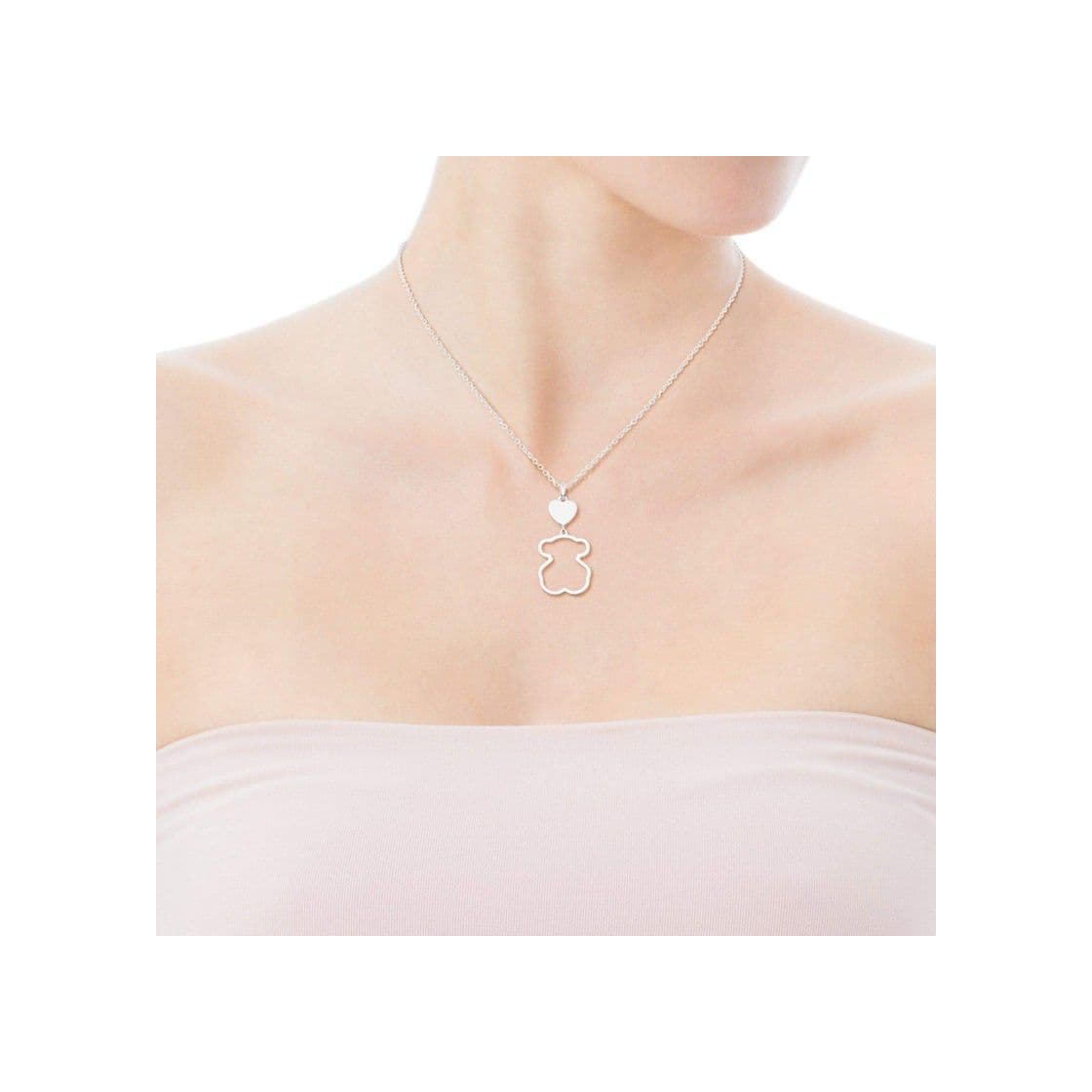 Fashion TOUS Collar de mujer en plata de primera ley con colgante, Longitud