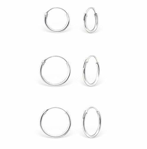 Fashion DTP Silver - Conjunto de 3 pares de Pendientes de Aro -