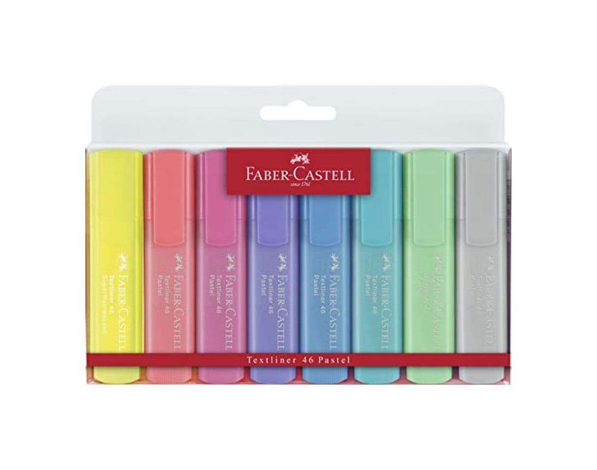 Product Faber-Castell 154681 - Estuche con 8 marcadores fluorescentes tonos pastel y 2