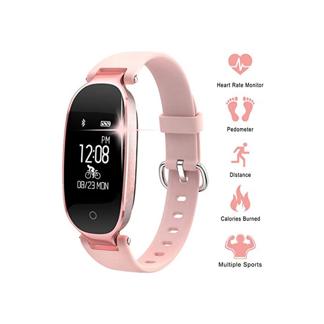 Electronic Pulsera Monitor de Actividad Pulsómetro y Podómetro para Mujeres Impermeable IP67, con