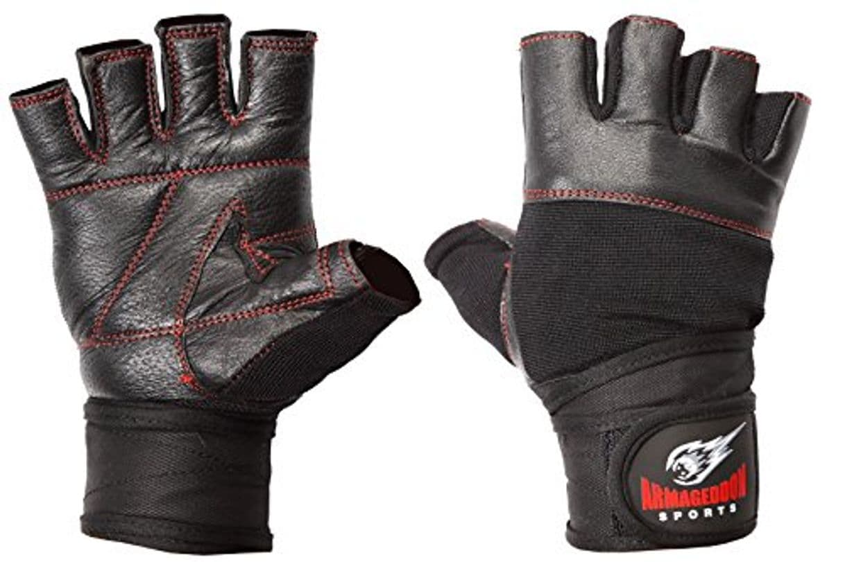 Product Real piel Fitness guantes para hombres o mujeres con muñeca envuelve armagedón