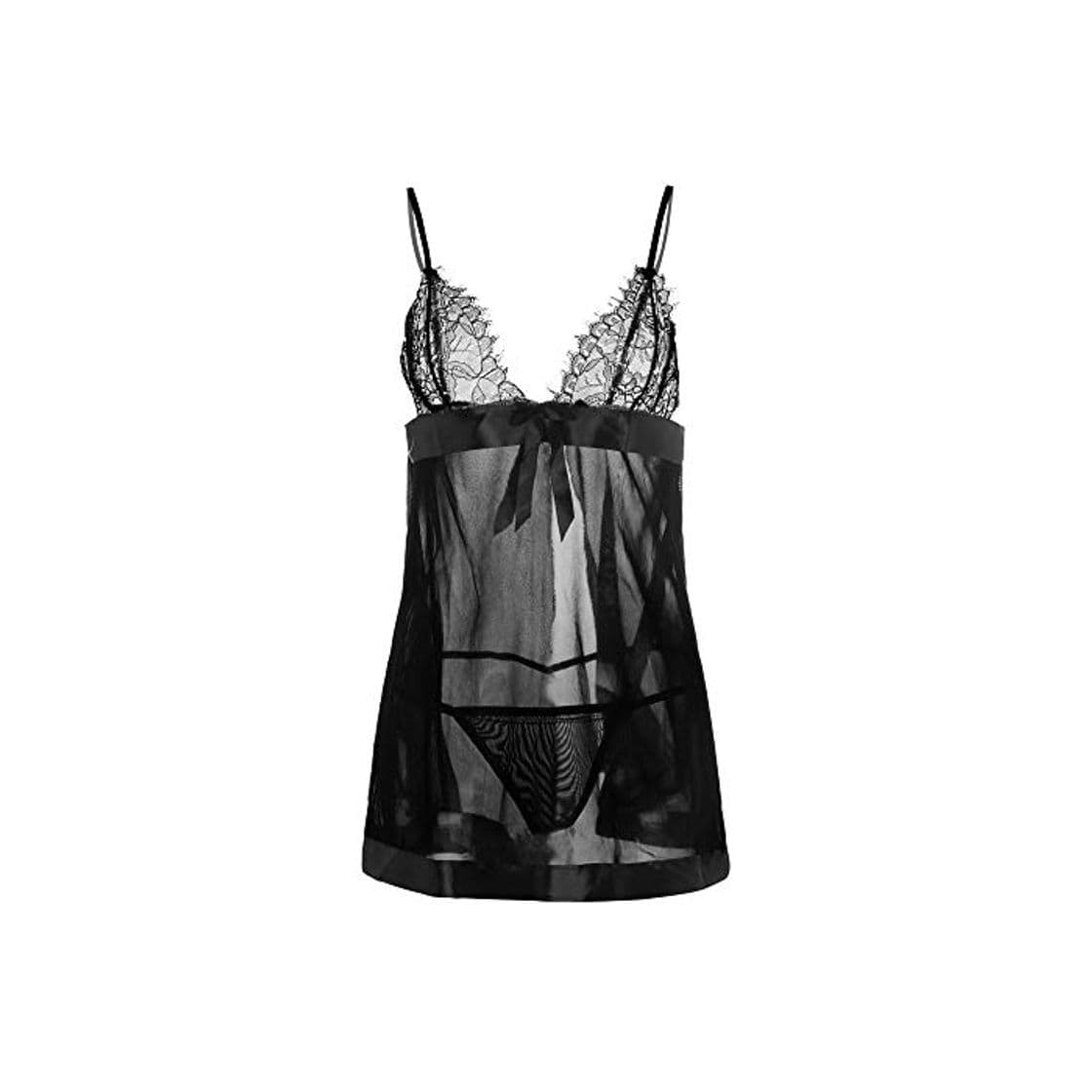 Producto Ropa Interior Sexy de   Encaje de Las Mujeres s de satén de Seda Ropa de Dormir Pijamas Ropa Interior más tamaño Sexy Sexy camisón erótico Sexy Ropa Interior Vestido como se Muestra_L