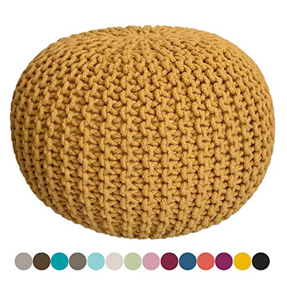 Product Taburete Knitting Pouf Pouffe Pouf óptica Grobstrick Ø 55 cm de Altura 37 cm Extra de Alta Color Amarillo limón