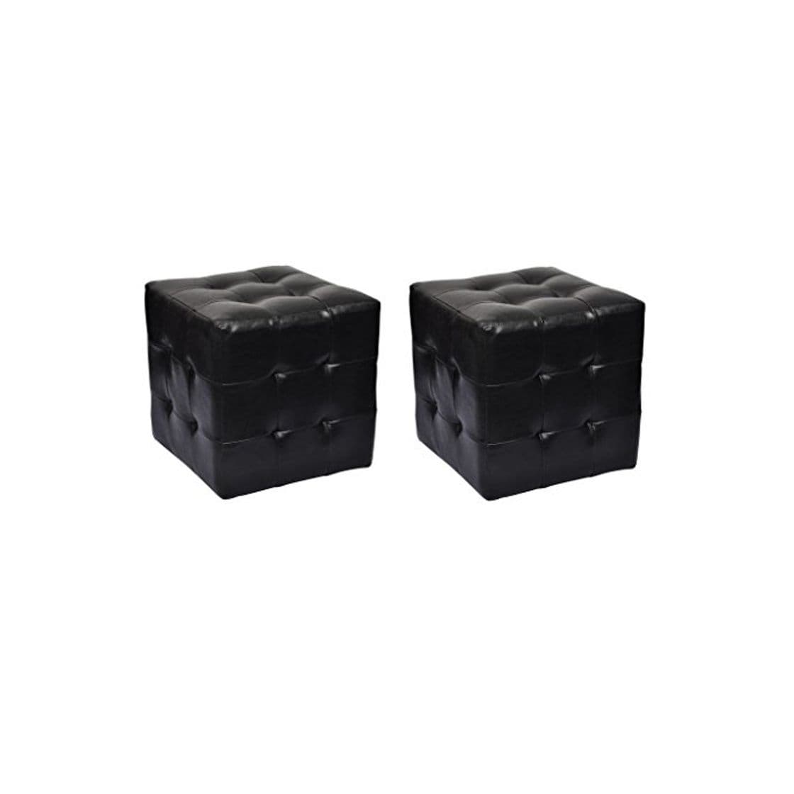 Product vidaXL 2X Taburetes con Forma de Cubo de Cuero Sintético Negro Puf Cuadrados