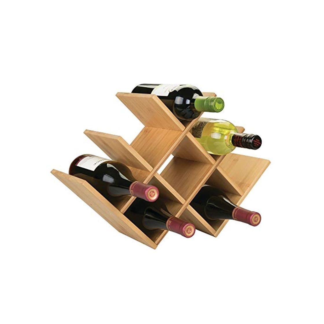 Product mDesign Estante para Botellas de Vino – Botelleros de Madera para Vino u Otras Bebidas – Vinoteca de Madera para 8 Botellas – Color Natural