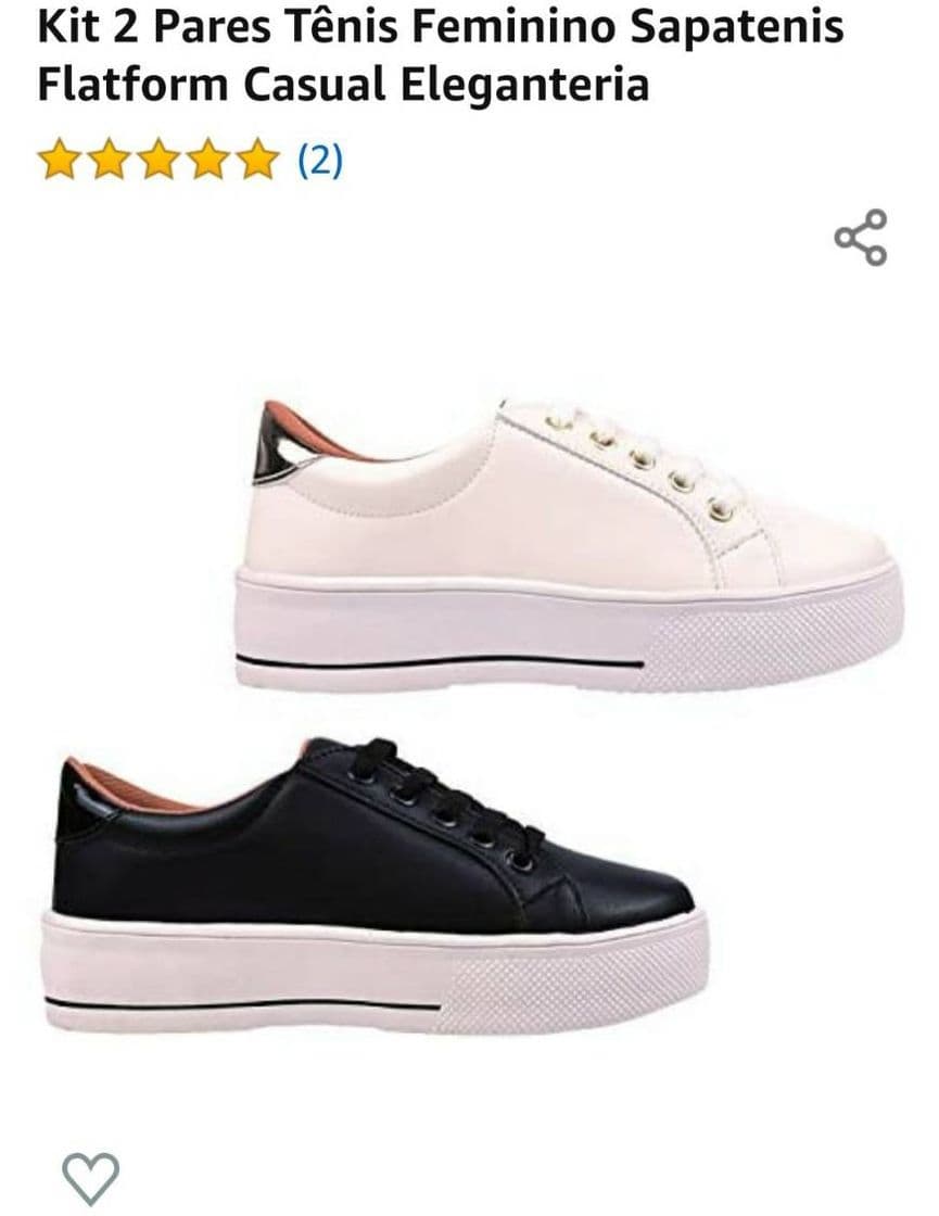 Fashion Kit 2 Pares Tênis Feminino Sapatenis Flatform Casual Elegant