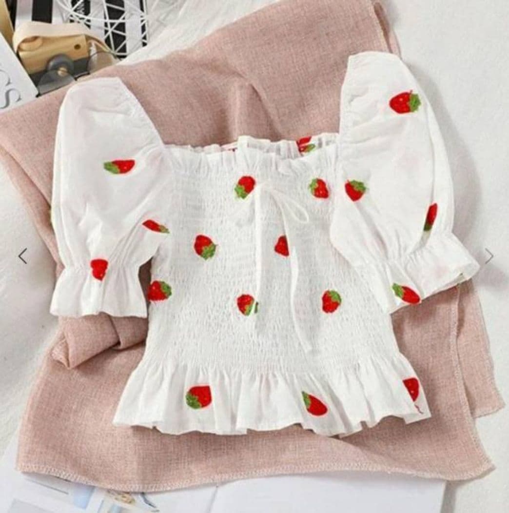 Fashion Strawberry Ruffle Blouse

