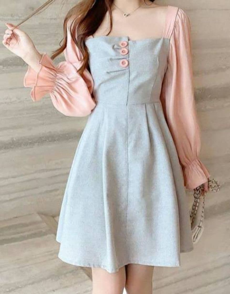 Fashion Sweety Square Collar Stitching Dress

