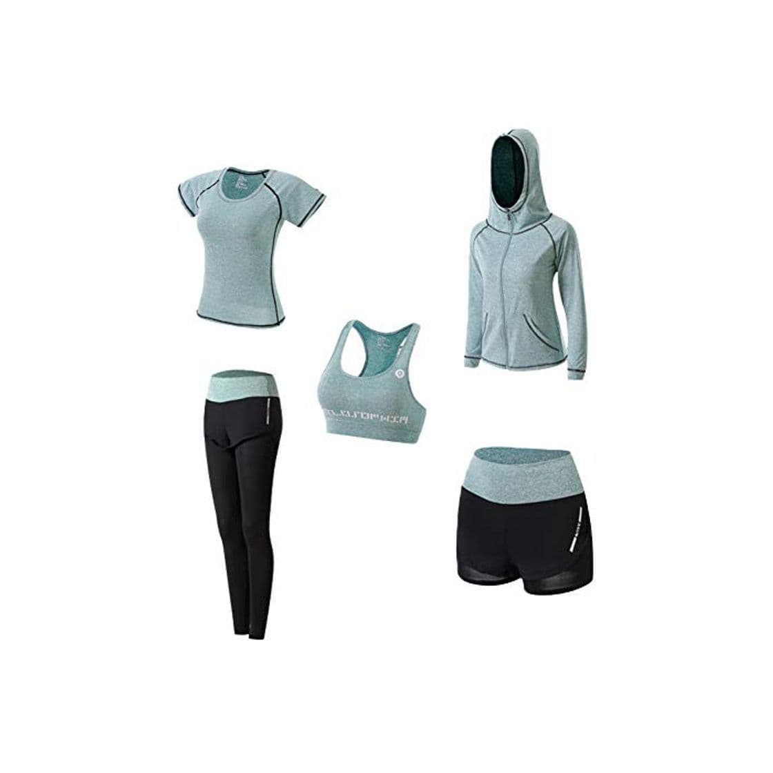 Producto Ropa Deportiva Mujer, 5set Traje Camiseta para Deporte Yoga Gimnasia Sports Incluye