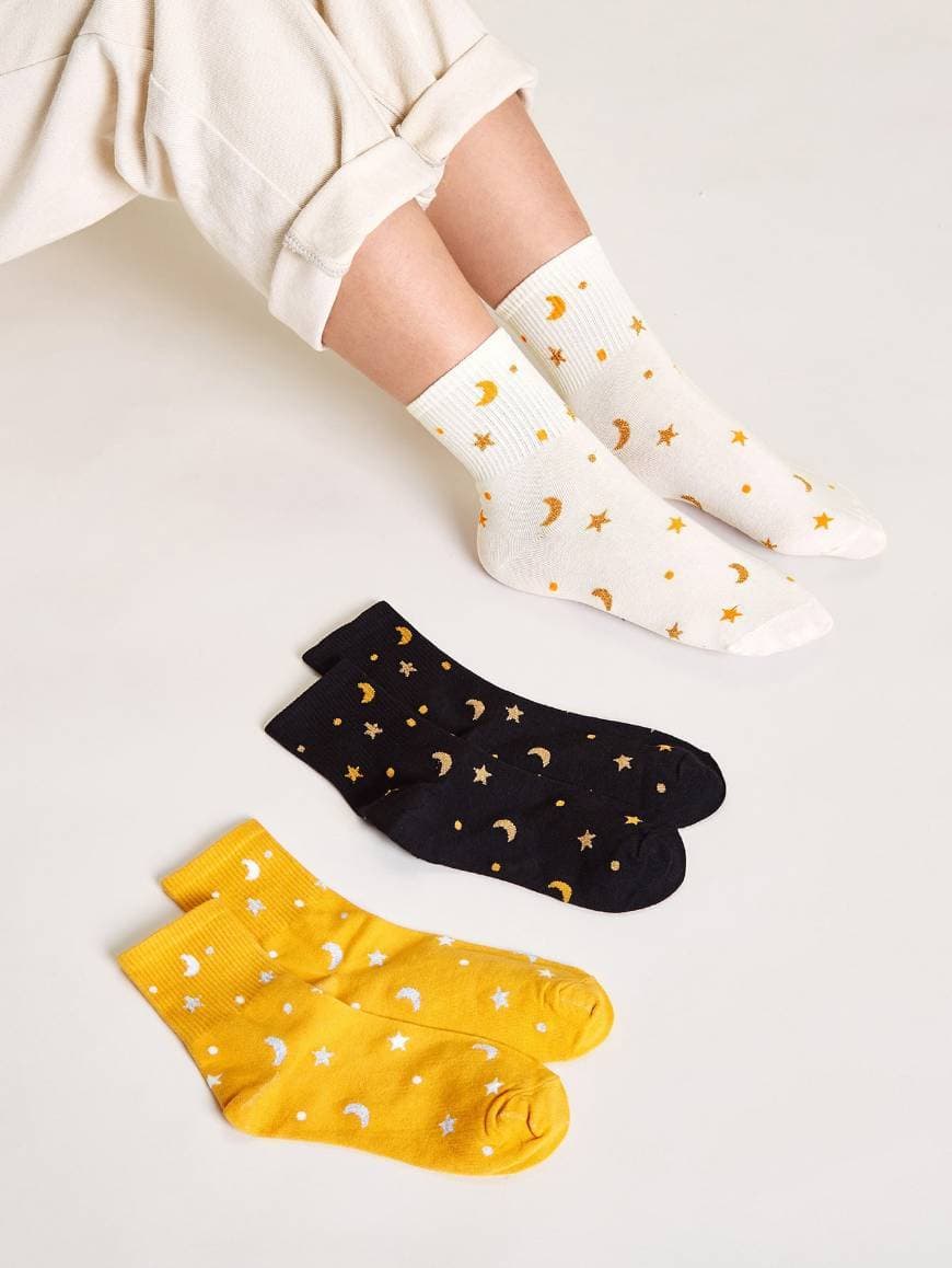 Producto 3pairs Stor & Moon Pattern Socks