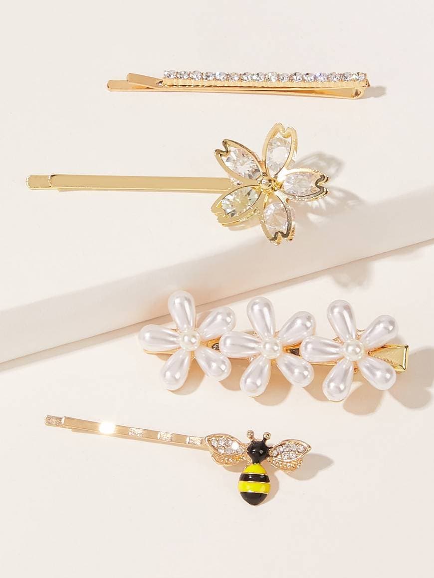 Producto 4pcs Faux Pearl & Bee Decor Hairpin