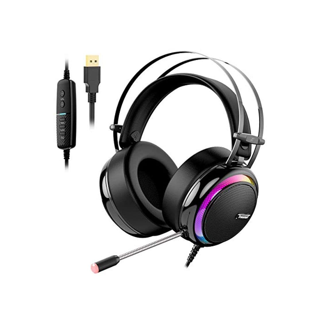 Product Tronsmart Auriculares gaming profesional con Micrófono Diadema LED-Glary-Cascos Gaming Sonido Envolvente 7.1-Drivers