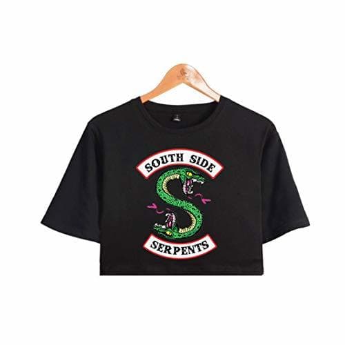 Producto JLTPH Camiseta Mujeres Riverdale South Side Serpents Imprimiendo Crop Top T-Shirts Manga