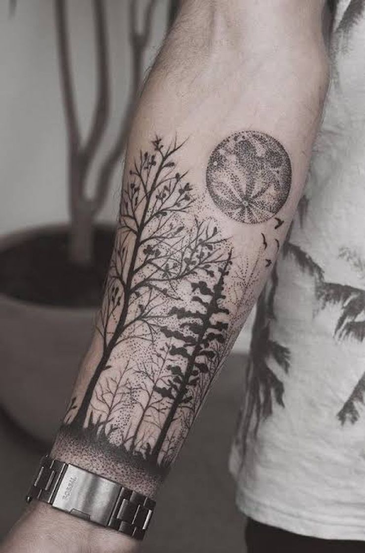 Moda TATTOO FOREST AND MOON