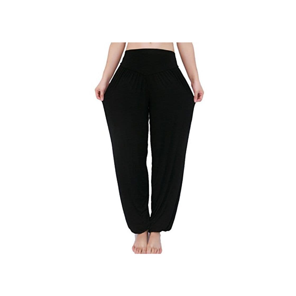 Fashion MEISHINE® Mujer Pantalones de Yoga Algodón Modal Harem Pantalón Polainas por Danza, Yoga, Ganduleado, Fitness - Muy Suave (Size M, Negro)