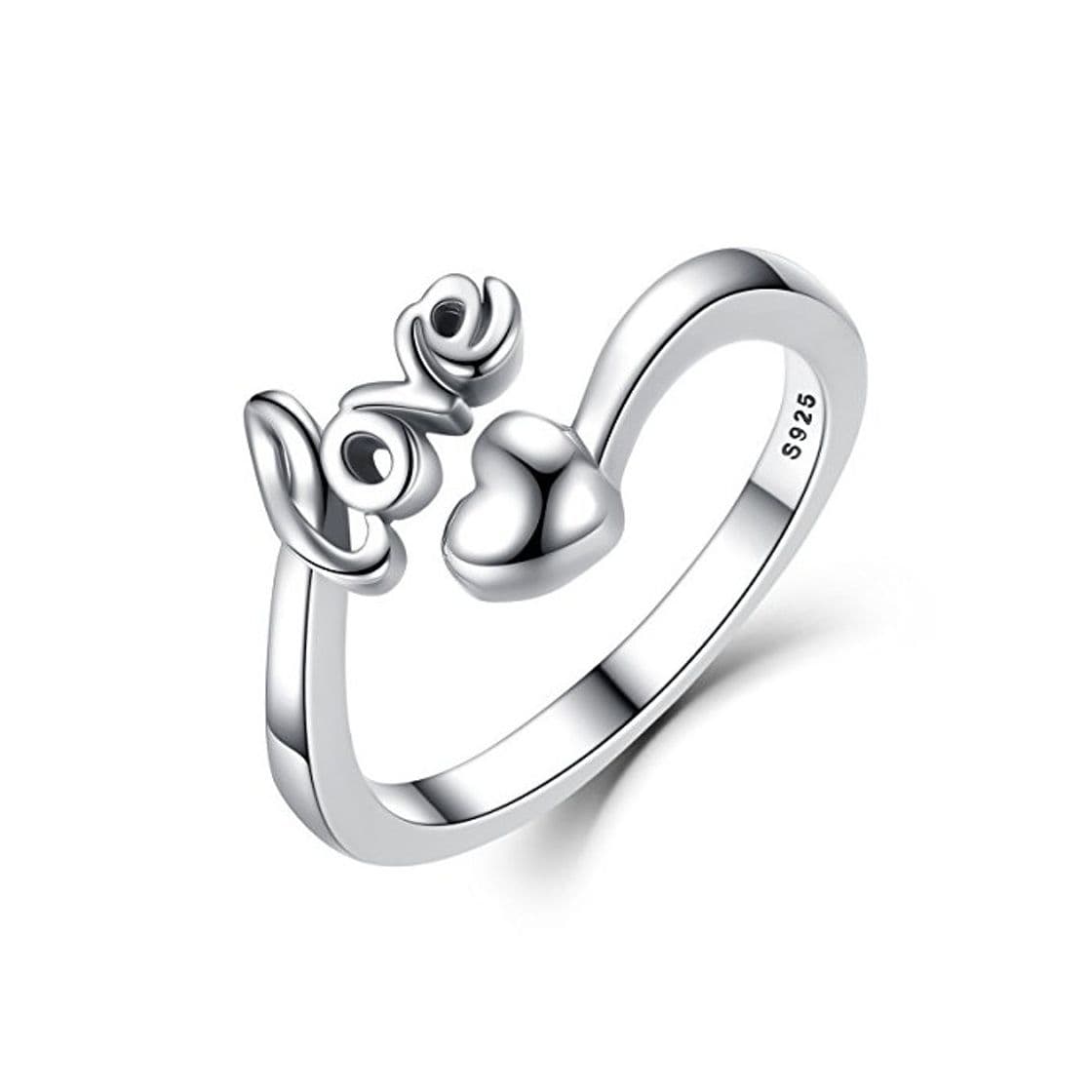 Product Presentski Anillo Ajustable Corazón Love Plata Esterlina 925 para el Regalo Tarjetas