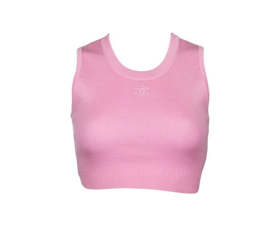 Product Chanel Pink Ribbed Logo Crop Top