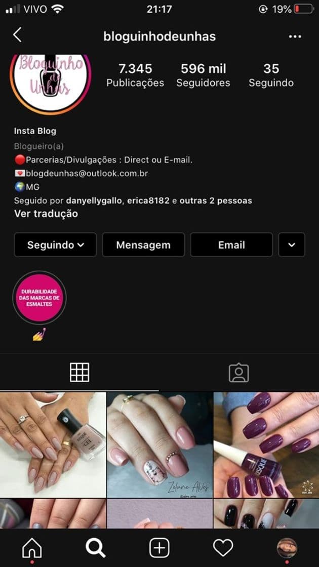 Moda Bloquinho das unhas