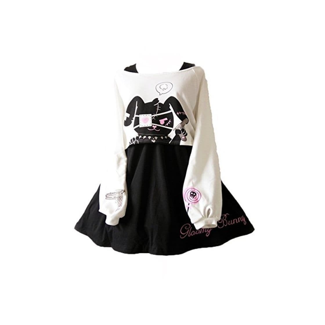 Producto Kawaii Conejo Vestido Estampado 2 Piezas para niñas 2018 nuevos Vestidos