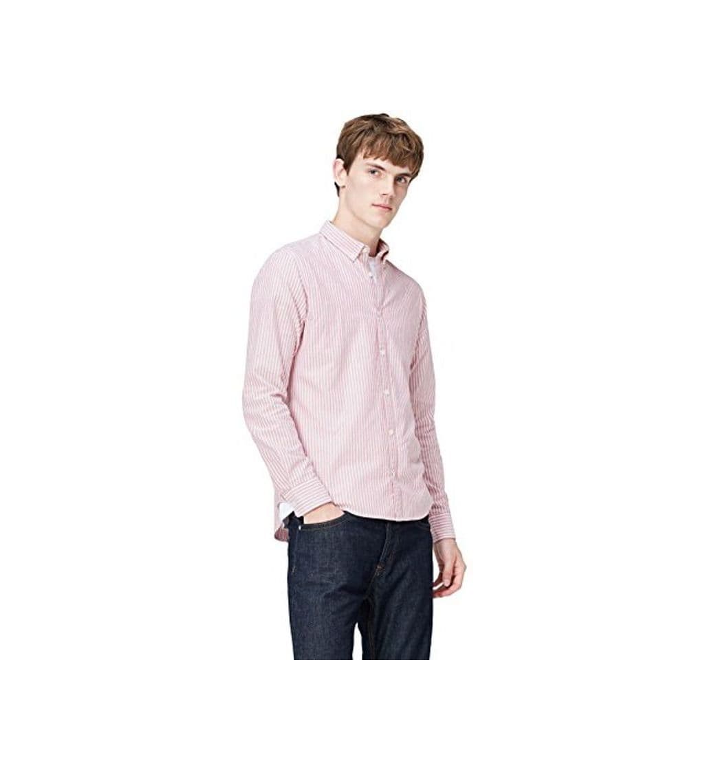 Producto T-Shirts Camisa de Rayas Entallada con Cuello Óxford para Hombre, Rosa