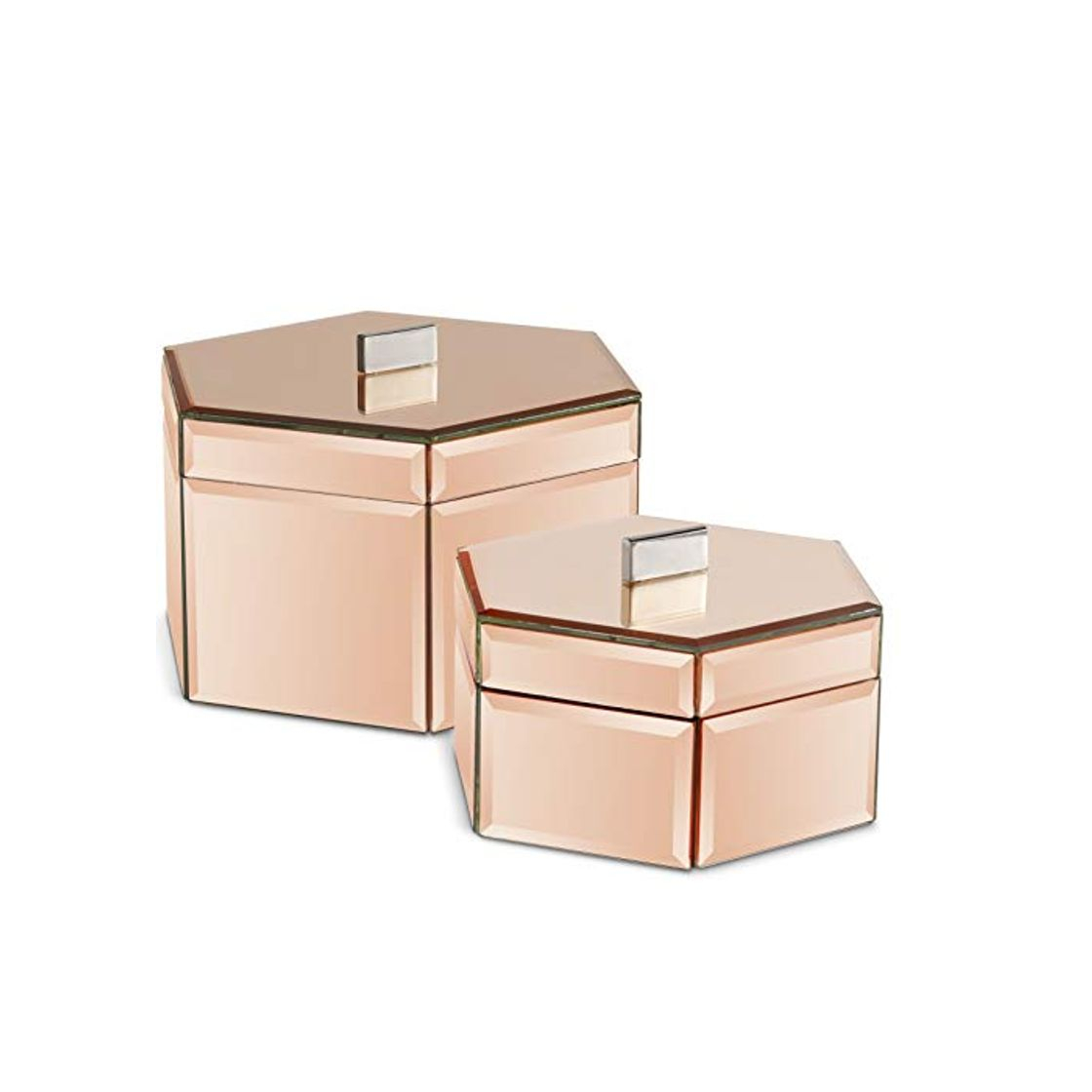 Moda Beautify Juego de 2 Cajas con Espejos en color Oro Rosa -