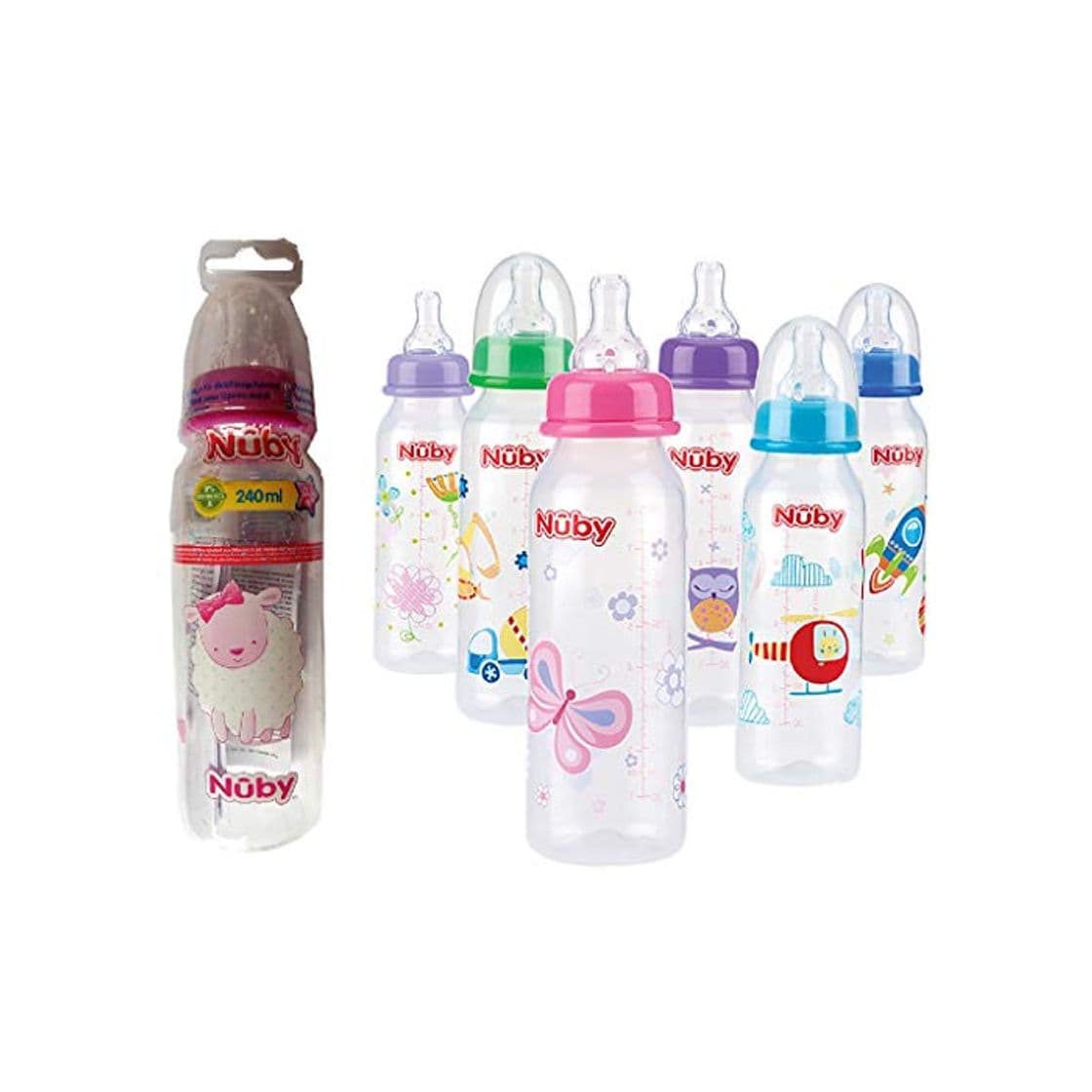 Product Nuby ID1486 Botella Impresa con Cuello Estándar