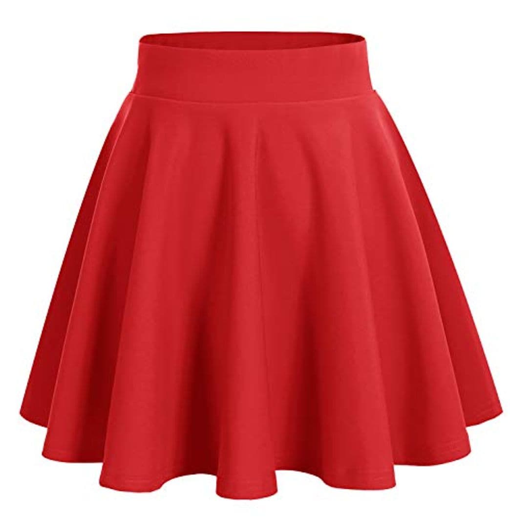 Moda DRESSTELLS Falda Mujer Mini Corto Elástica Plisada Básica Multifuncional Red XL