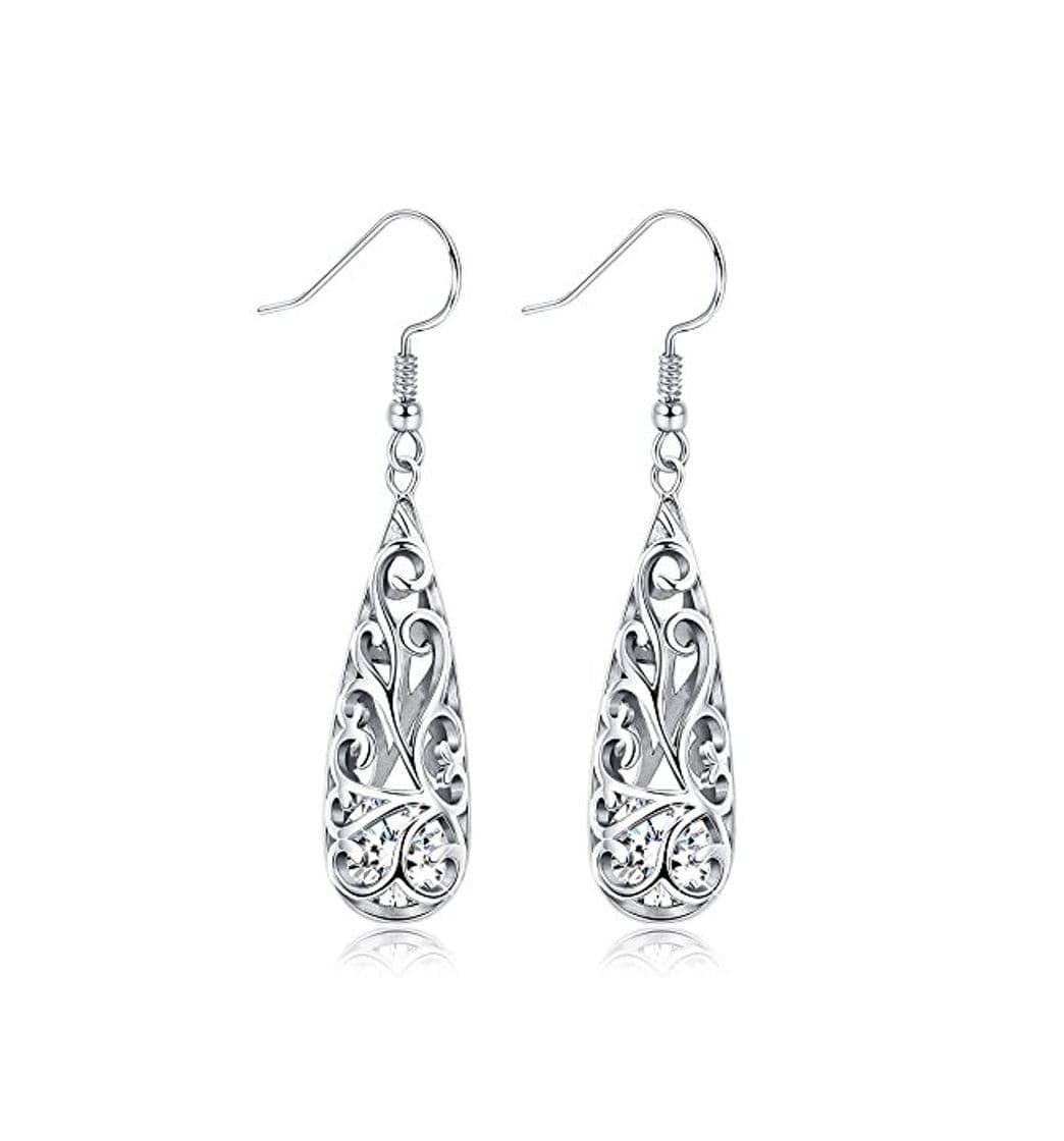 Product BESTEEL Pendientes Plata de Ley 925 para Mujer Aretes con Circonita Colgante Pendientes Largos Elegante Regalo