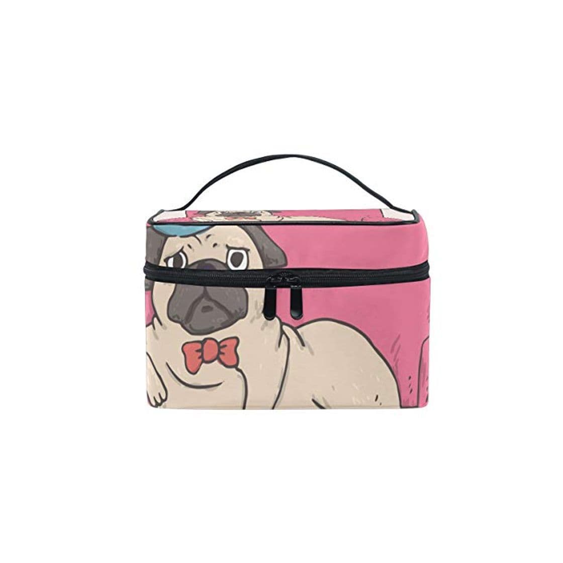 Moda Bolsa de cosméticos con cremallera de una sola capa Divertido Pug Mentir Sofá Bolsa de almacenamiento de viaje Bolsa de maquillaje portátil Bolsa de bolsa Organizador Organizador para mujeres