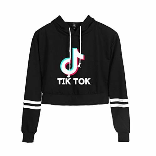 Producto TIK TOK Sudadera con Capucha Corta Estampada de Letras Crop Top Manga